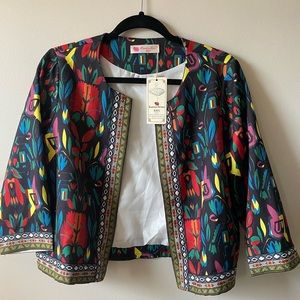 Buenos Ninos Women's 3/4 Sleeve Ethnic Embroidery Cardigan Flyaway Jacke…